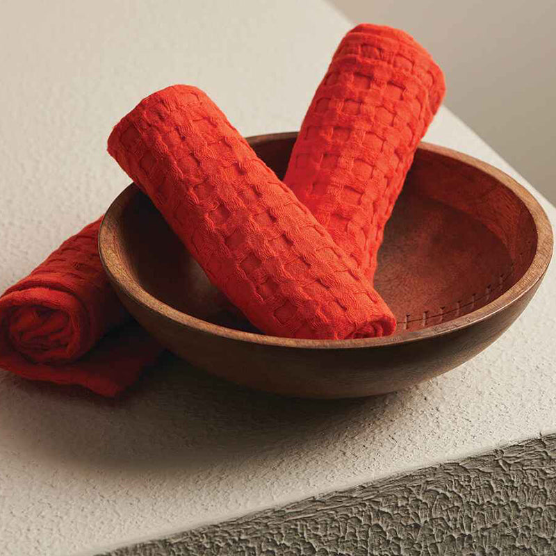 Buy Haimi Textured Waffle Towel Combo (Orange) - Four Piece Set Towel Sets from Vaaree