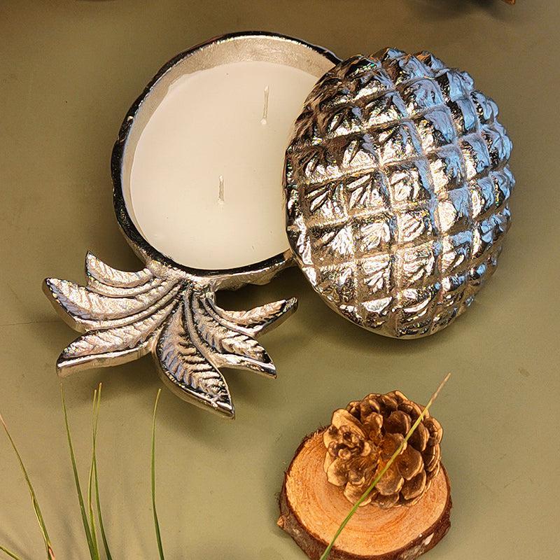 Buy Luxe Pineapple Oudh Scented Candle - Silver Candles from Vaaree