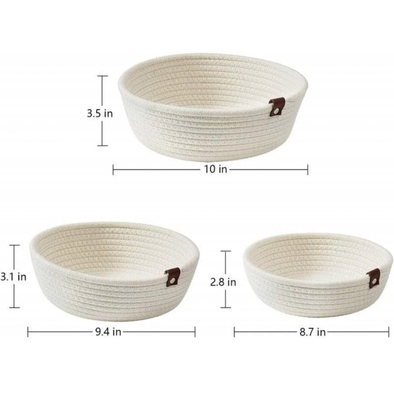 Storage Basket - Stellen Natural Fiber Oragnizer (White) - Set Of Three