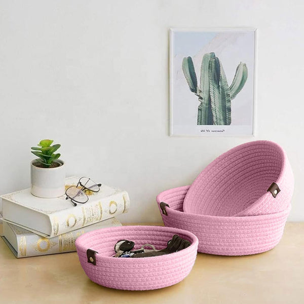 Storage Basket - Stellen Natural Fiber Organizer (Pink) - Set Of Three