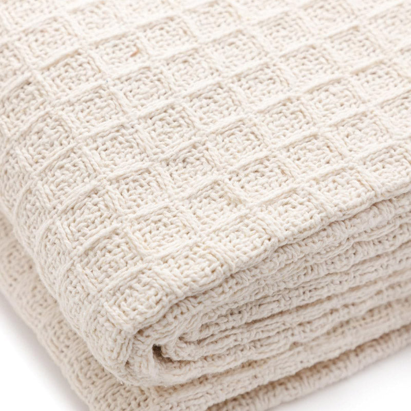 Throws - Sona Cotton Plaid Throw - Ivory