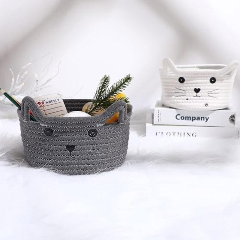 Buy Meow Mate Natural Fiber Storage Basket - Grey Storage Basket from Vaaree