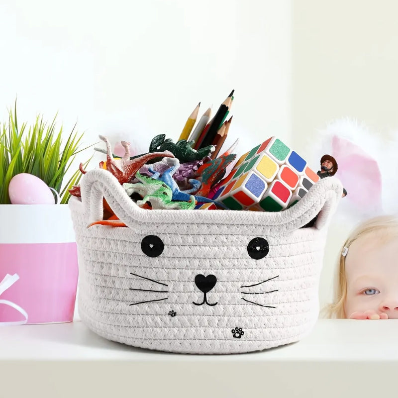 Storage Basket - Meow Mate Natural Fiber Storage Basket - White