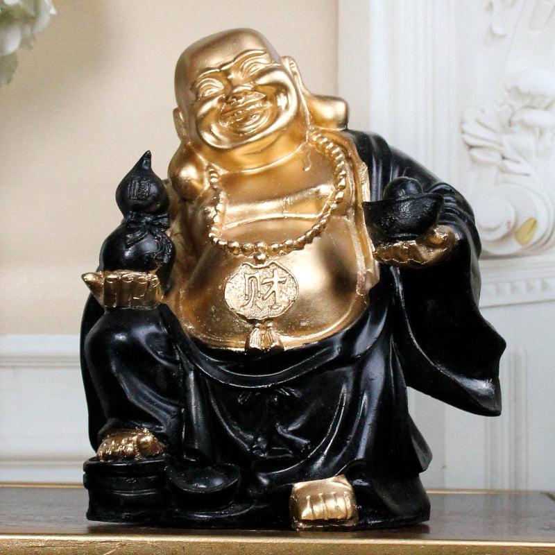 Buy Prosper Laughing Buddha - Black & Gold Showpieces from Vaaree