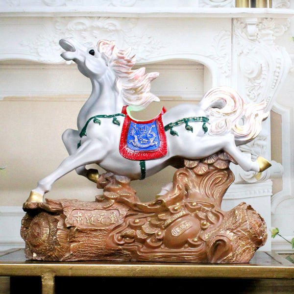Showpieces - Stallion Chariot Showpiece - White & Light Brown