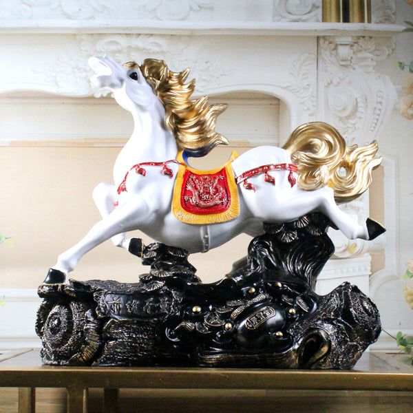 Showpieces - Stallion Chariot Showpiece - White & Black