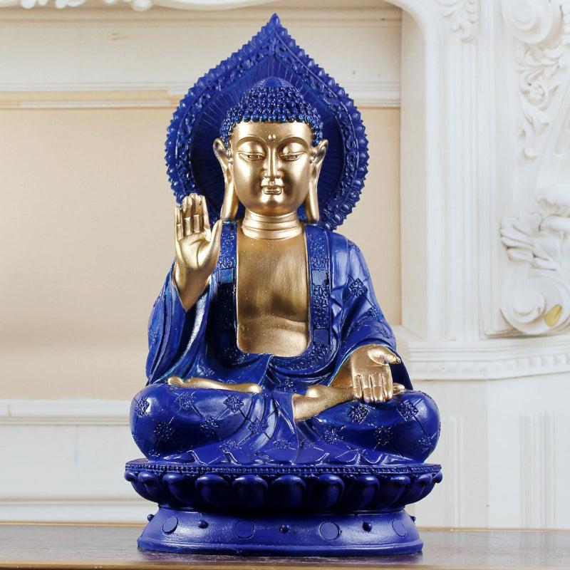 Buy Buddha Aura Showpiece - Blue & Gold Showpieces from Vaaree