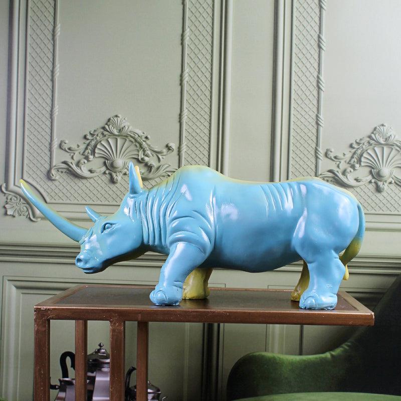 Buy Power Rhino Showpiece - Blue Showpieces from Vaaree