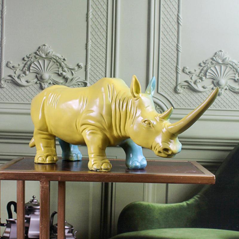 Buy Power Rhino Showpiece - Yellow Showpieces from Vaaree