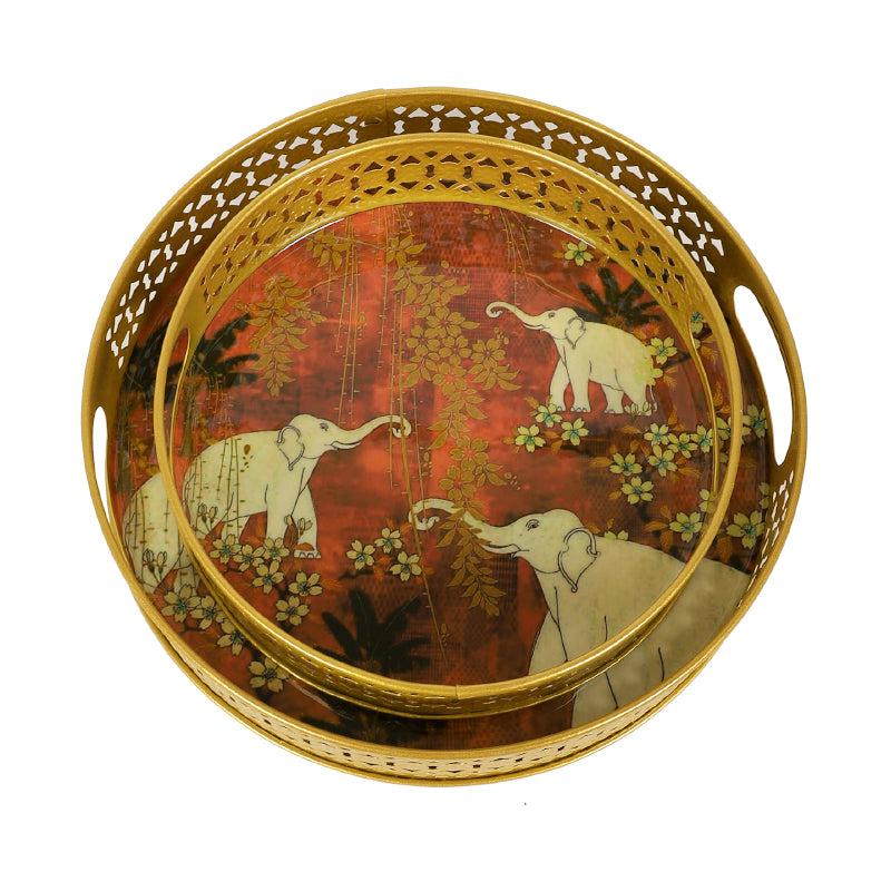 Buy Red Jungle Serving Tray - Set Of Two Serving Tray from Vaaree