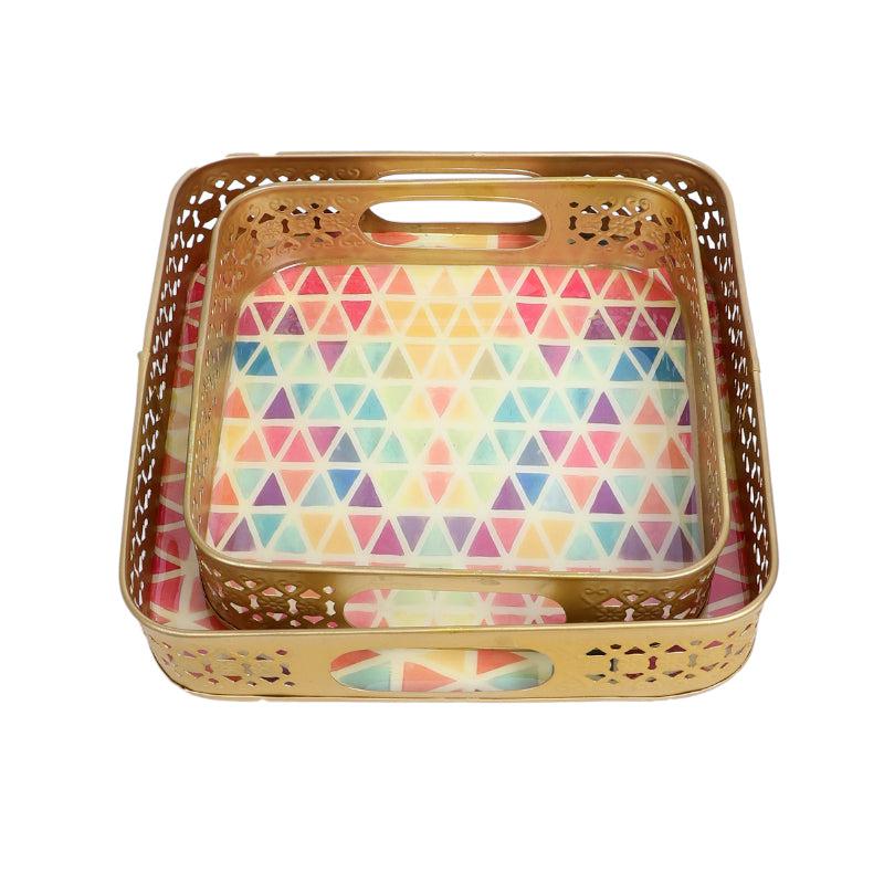 Buy Chromo Triangles Serving Tray - Set Of Two Serving Tray from Vaaree