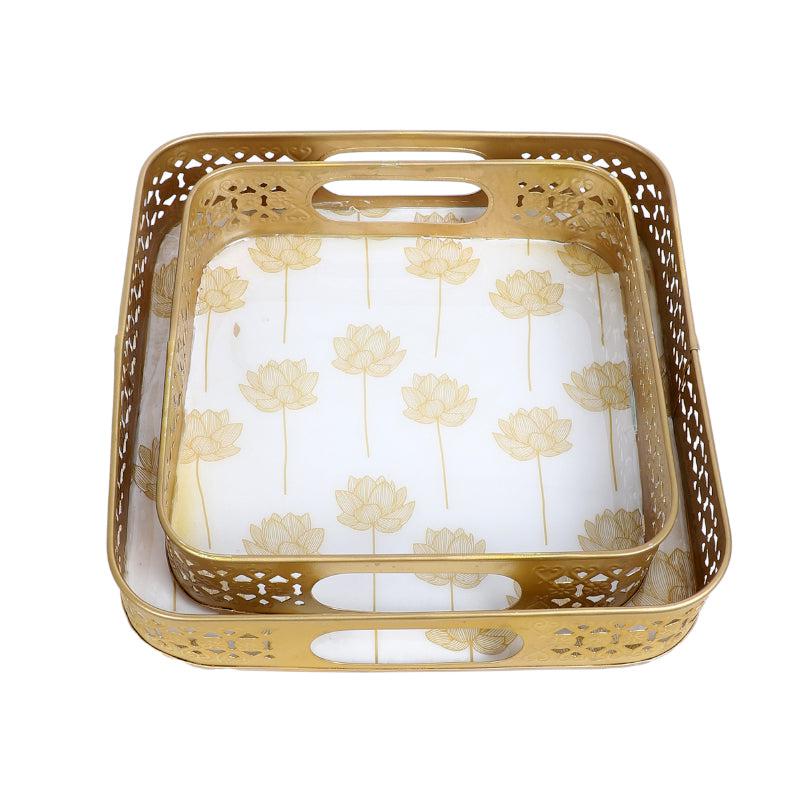 Buy Sona Kamal Serving Tray - Set Of Two Serving Tray from Vaaree