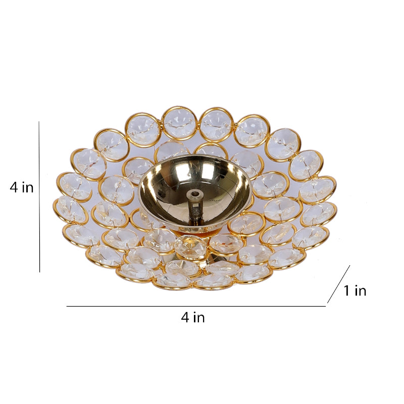 Buy Jaali Crystal Brass Diya - Set Of Two Diyas from Vaaree