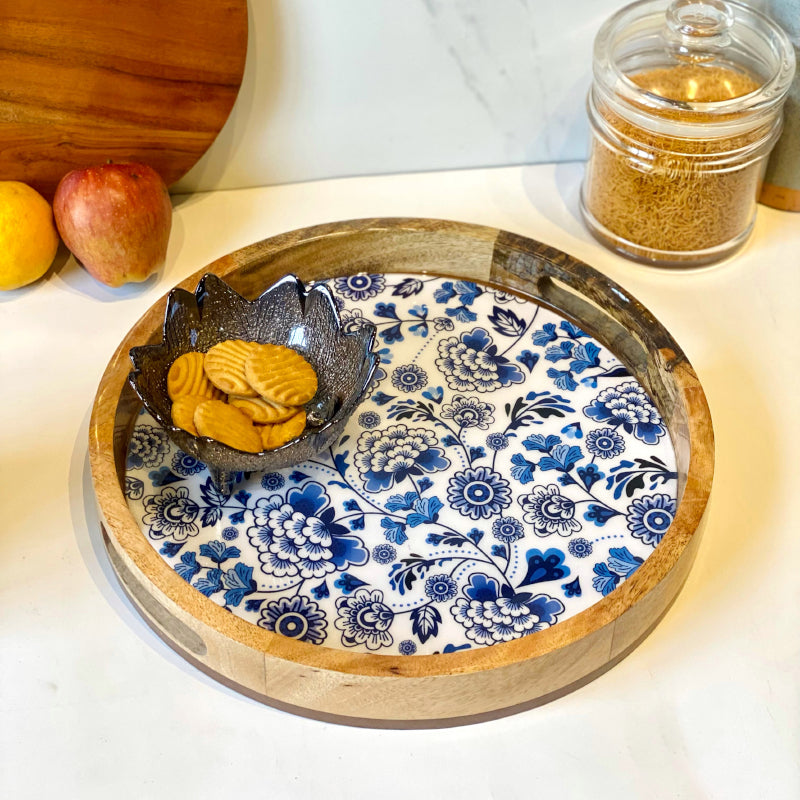 Serving Tray - Ingico Glance Round Mangowood Tray