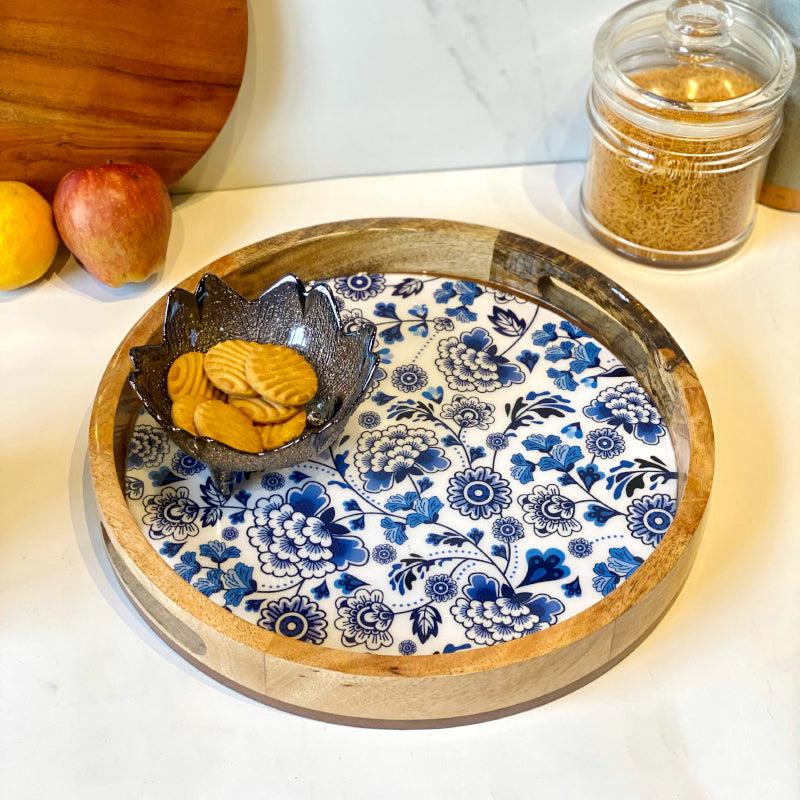 Buy Ingico Glance Round Mangowood Tray Serving Tray from Vaaree