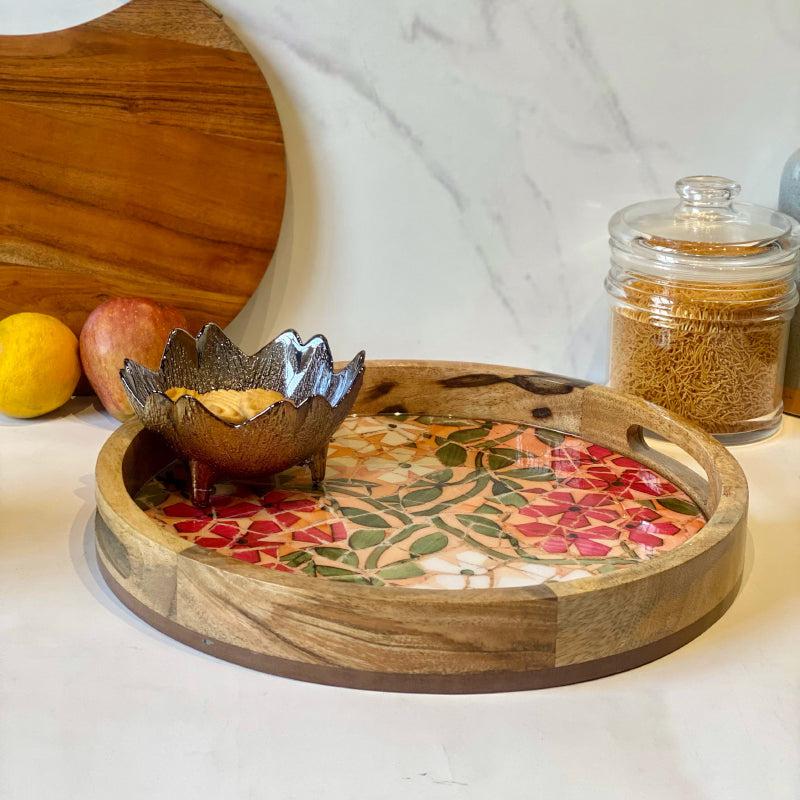 Buy Algona Garden Mangowood Tray Serving Tray from Vaaree