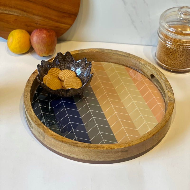 Serving Tray - Rukta Stripe Mangowood Tray