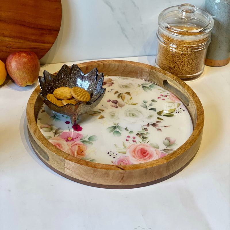 Serving Tray - Pastel Magma Round Mangowood Tray