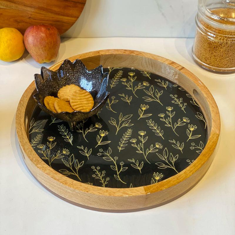 Buy Itara Floral Mangowood Tray Serving Tray from Vaaree