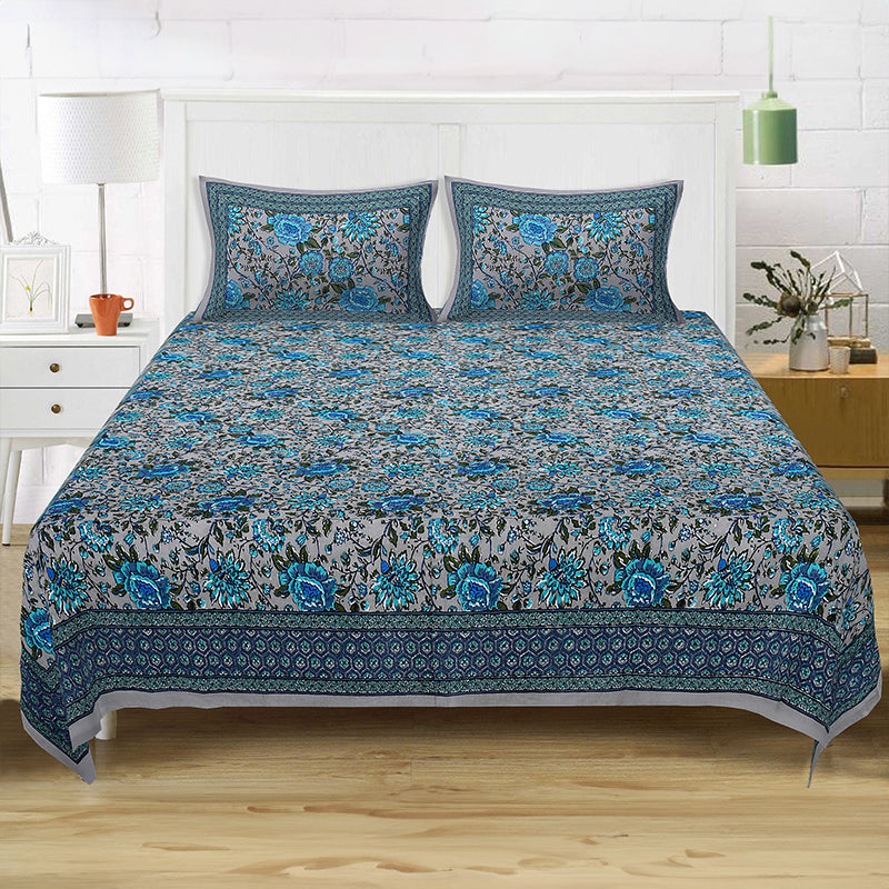 Buy Alderidge Floral Printed Bedsheet - Blue Bedsheets from Vaaree