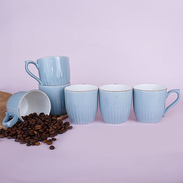 Mug & Tea Cup - Glimo Grey Mug (200 ML) - Set Of Six