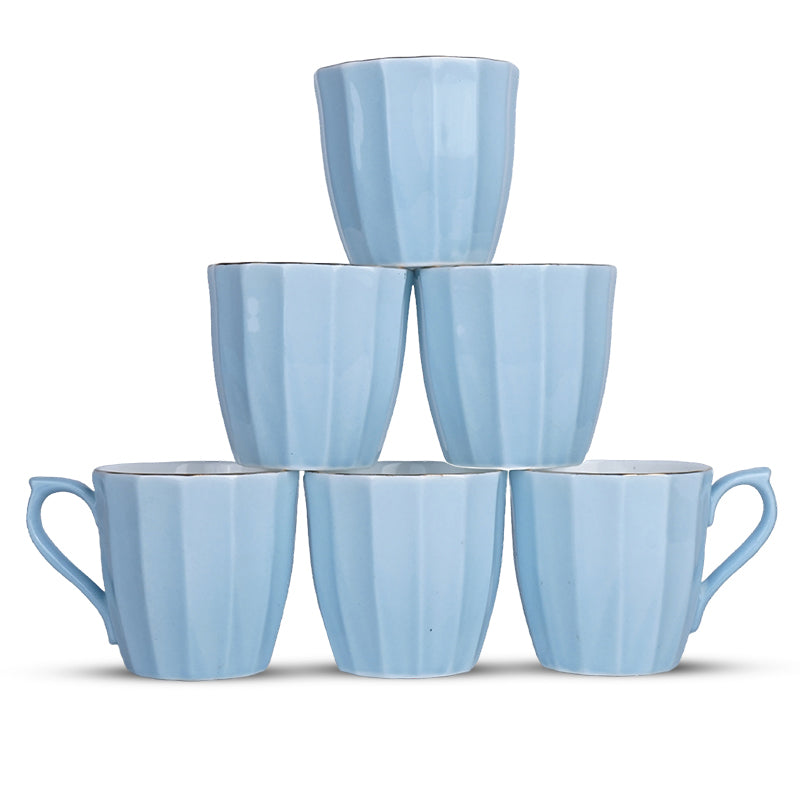 Mug & Tea Cup - Ereva Sky Blue Mug (200 ML) - Set Of Six