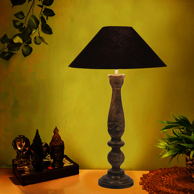 Table Lamp - Nihara Wooden Table Lamp - Black