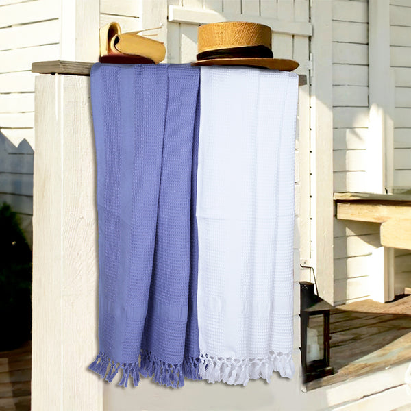 Buy Eva Quick Dry Bath Towel (Grapemist & White) - Set Of Two Bath Towels from Vaaree