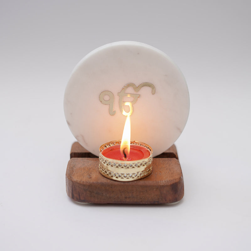 Buy In Onkar Marble Religious Accent With Tealight Candle Holder Candle Holders from Vaaree