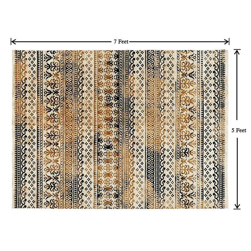 Buy Driva Ethnic Rug - Beige & Blue Rugs from Vaaree