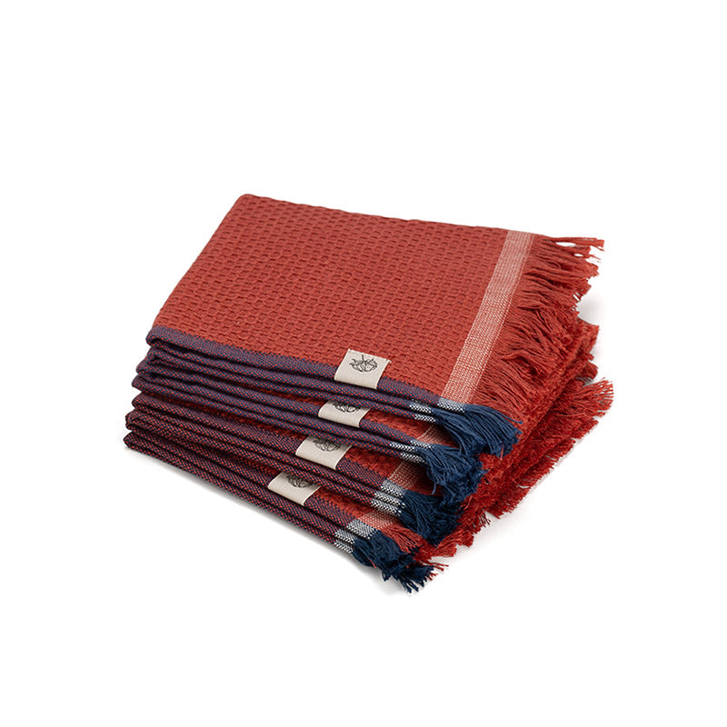 Buy Gamchha Terry Cotton Face Towel (Red) - Set Of Four Hand & Face Towels from Vaaree