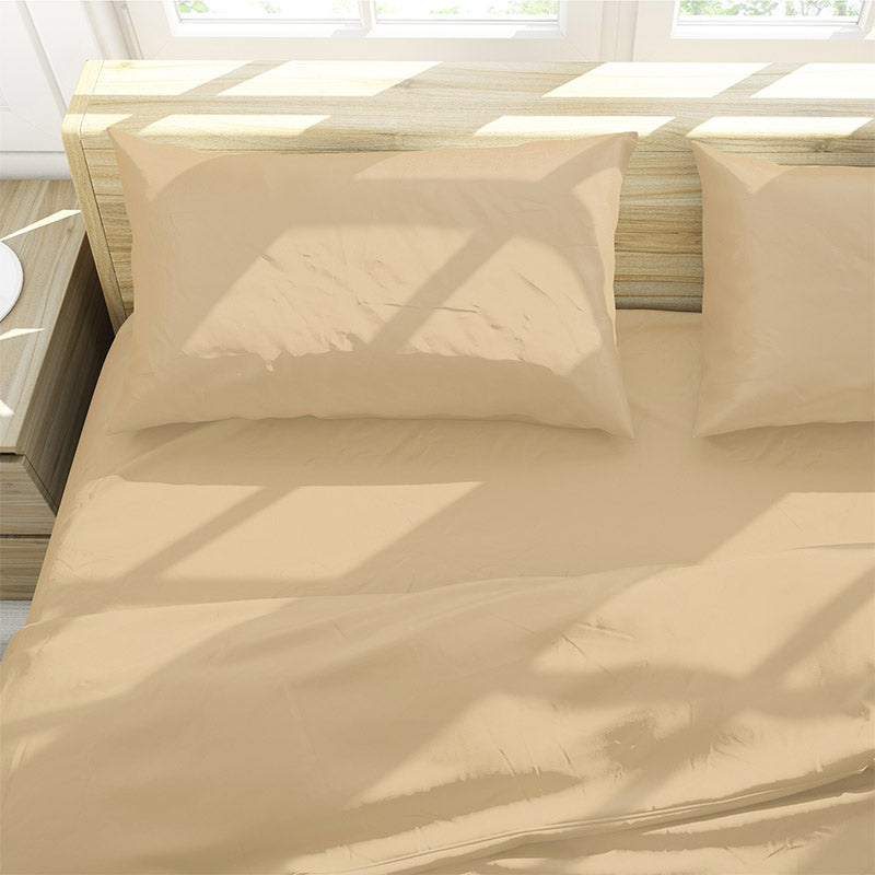 Buy Solid Comfort Percale Solid Bedsheet - Beige Bedsheets from Vaaree