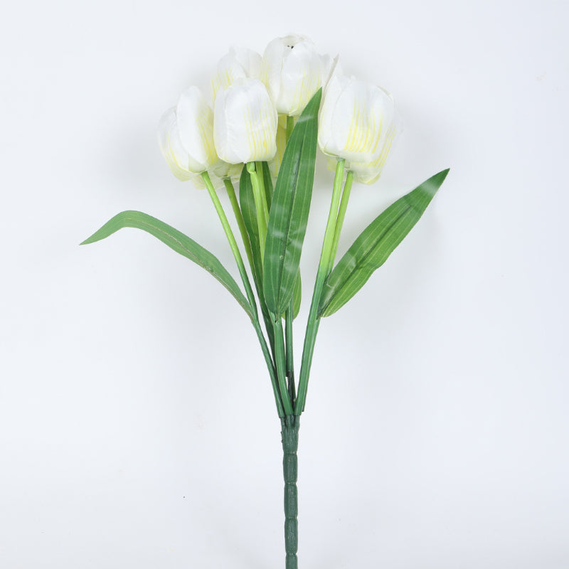 Buy Faux Garden Tulip Bunch (White) - Set Of Three Artificial Flowers from Vaaree