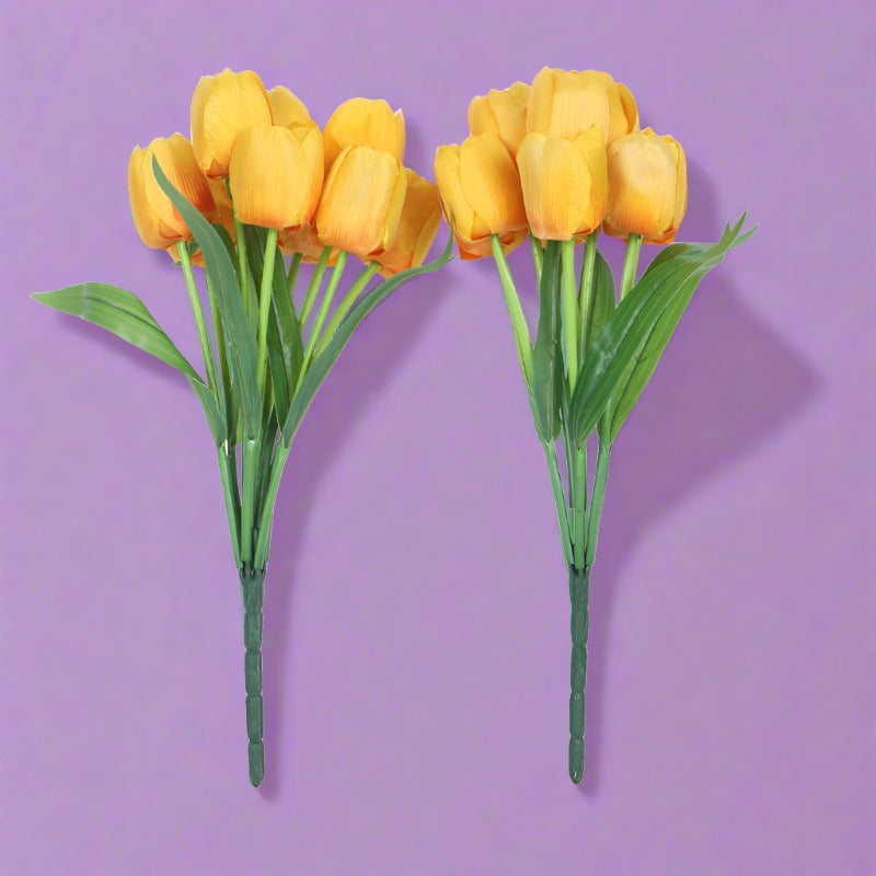 Buy Faux Garden Tulip Bunch (Yellow) - Set Of Three Artificial Flowers from Vaaree