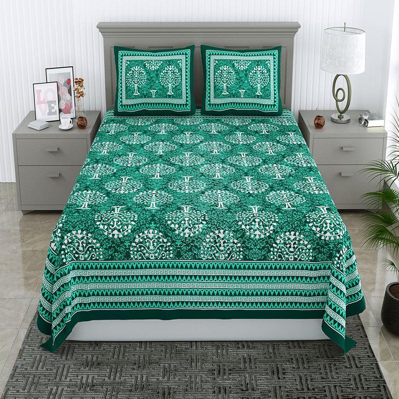 Buy Vaasa Ethnic Bedsheet - Green Bedsheets from Vaaree