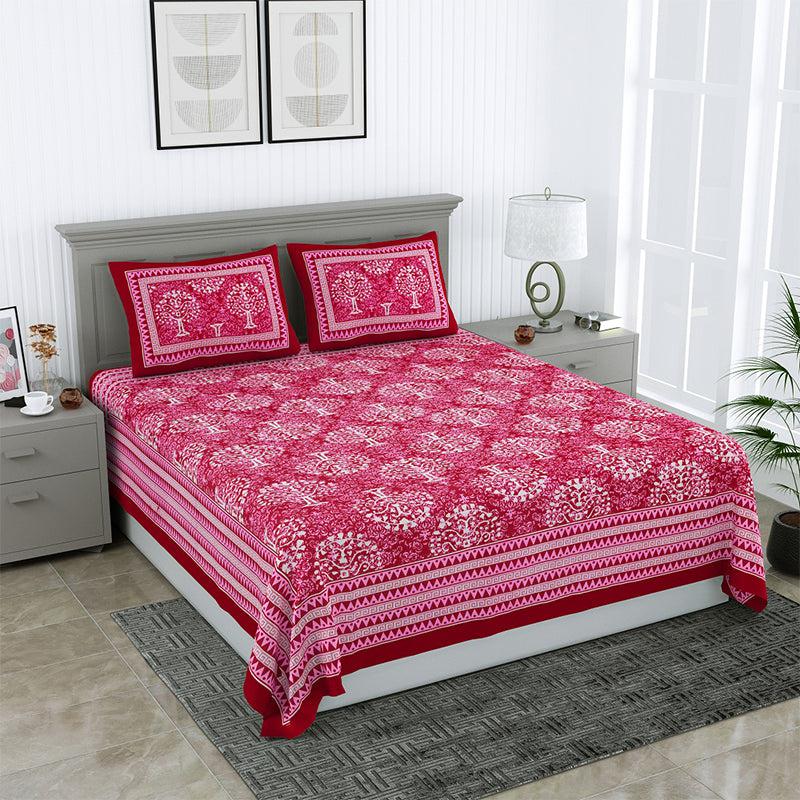 Buy Vaasa Ethnic Bedsheet - Dark Pink Bedsheets from Vaaree