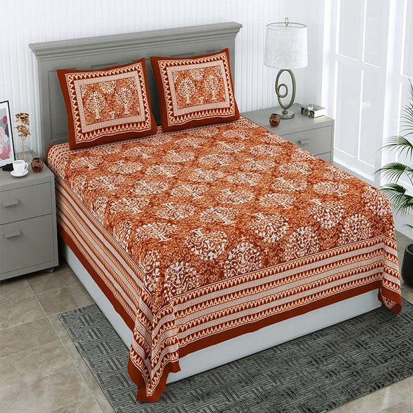 Buy Vaasa Ethnic Bedsheet - Orange Bedsheets from Vaaree