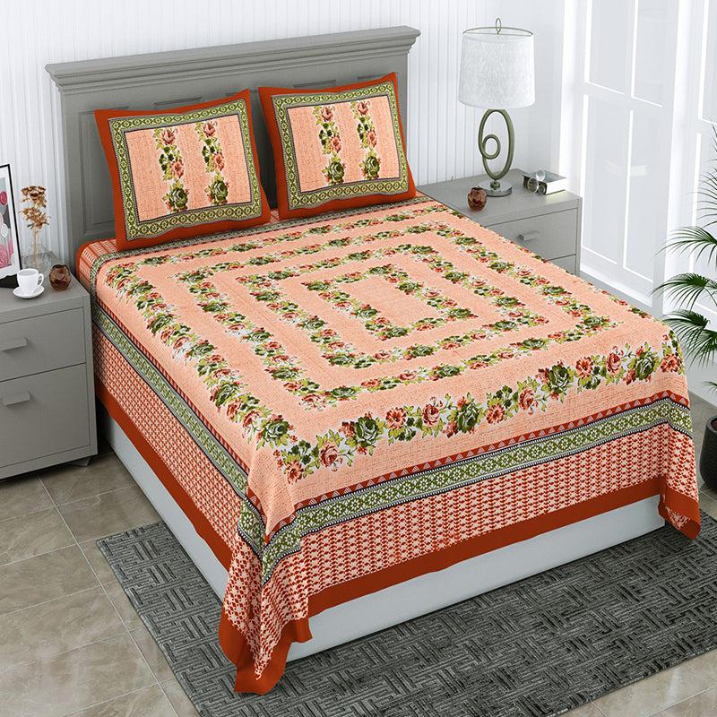 Buy Thiva Floral Bedsheet - Peach Bedsheets from Vaaree