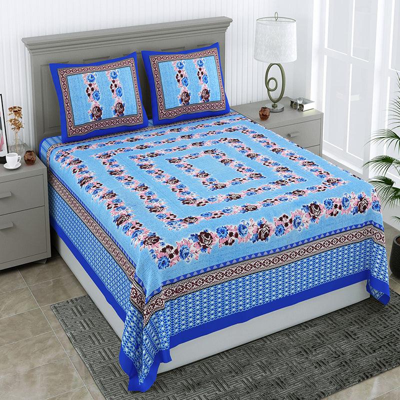 Buy Thiva Floral Bedsheet - Blue Bedsheets from Vaaree