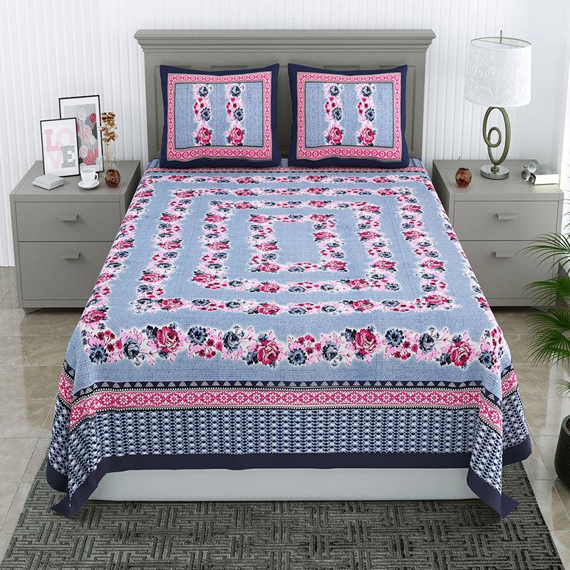 Buy Thiva Floral Bedsheet - Light Blue Bedsheets from Vaaree