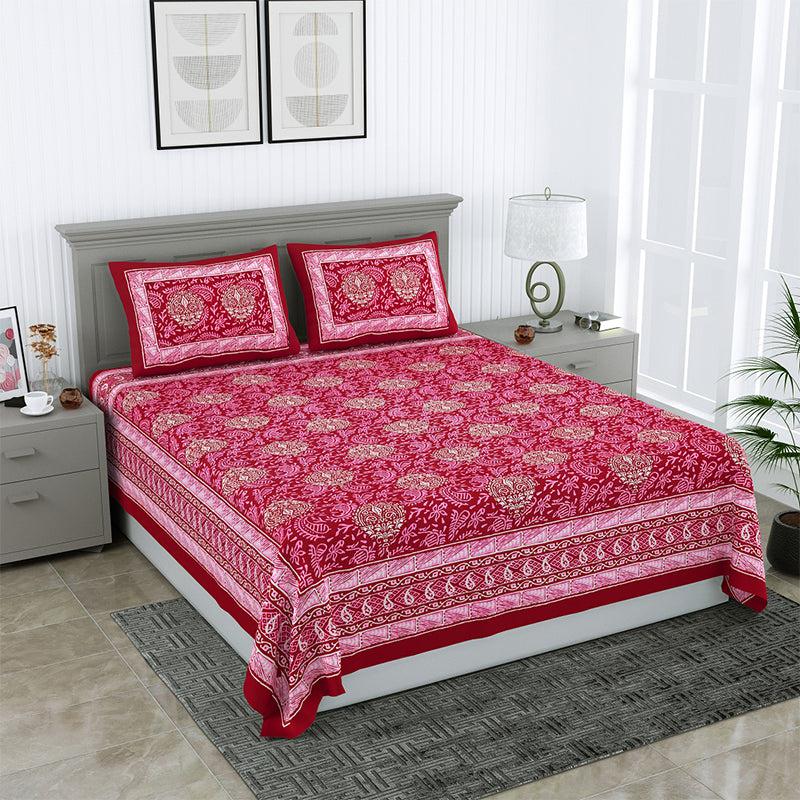 Buy Nimisha Floral Bedsheet - Red Bedsheets from Vaaree