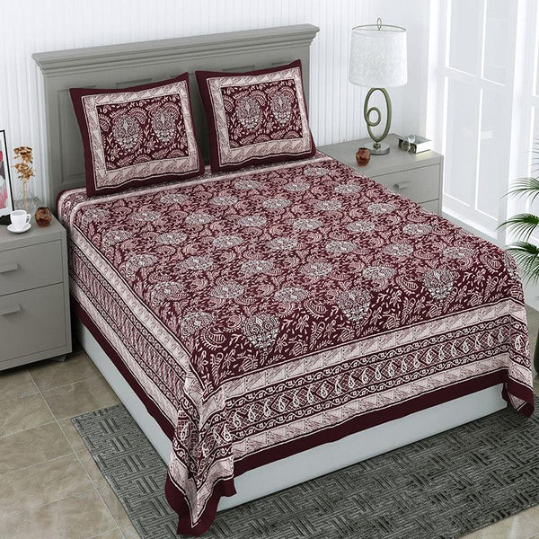 Buy Nimisha Floral Bedsheet - Maroon Bedsheets from Vaaree