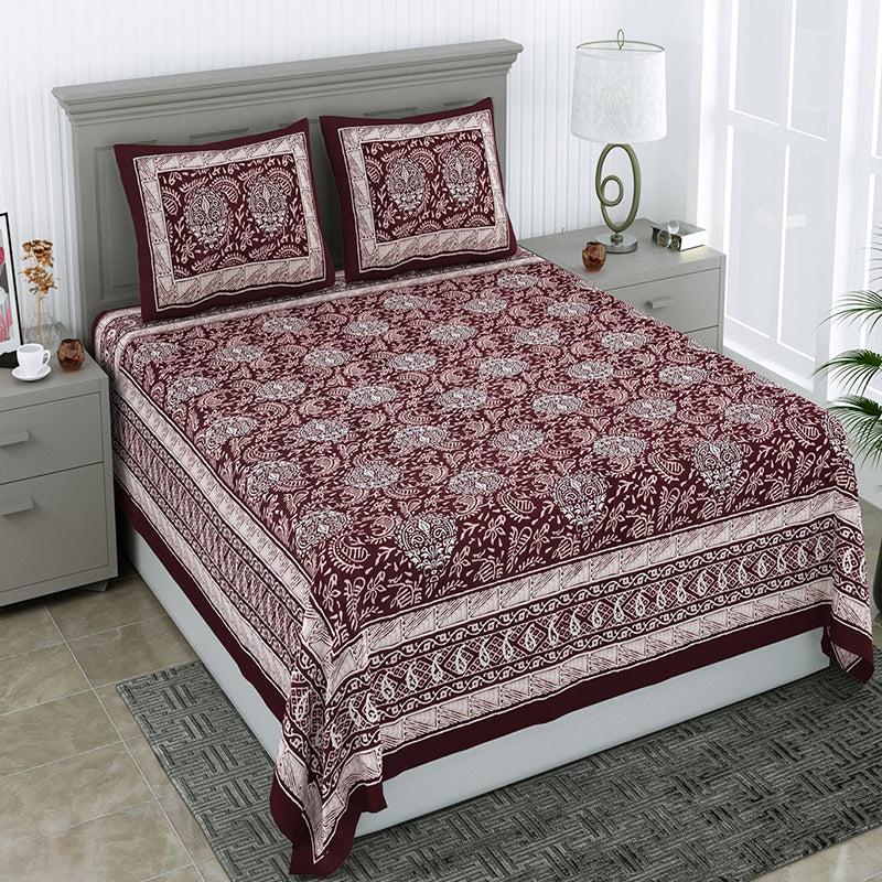 Buy Nimisha Floral Bedsheet - Maroon Bedsheets from Vaaree