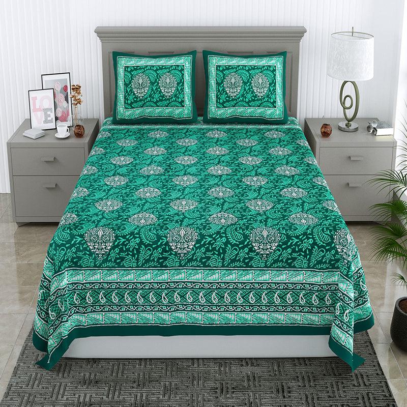 Buy Nimisha Floral Bedsheet - Green Bedsheets from Vaaree