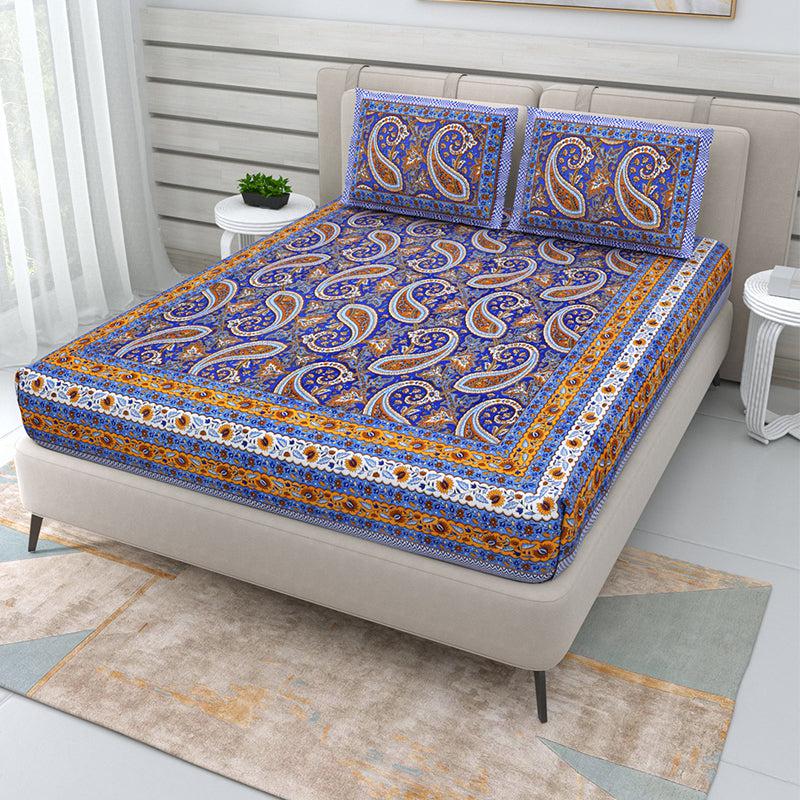 Buy Edur Ethnic Bedsheet - Blue Bedsheets from Vaaree