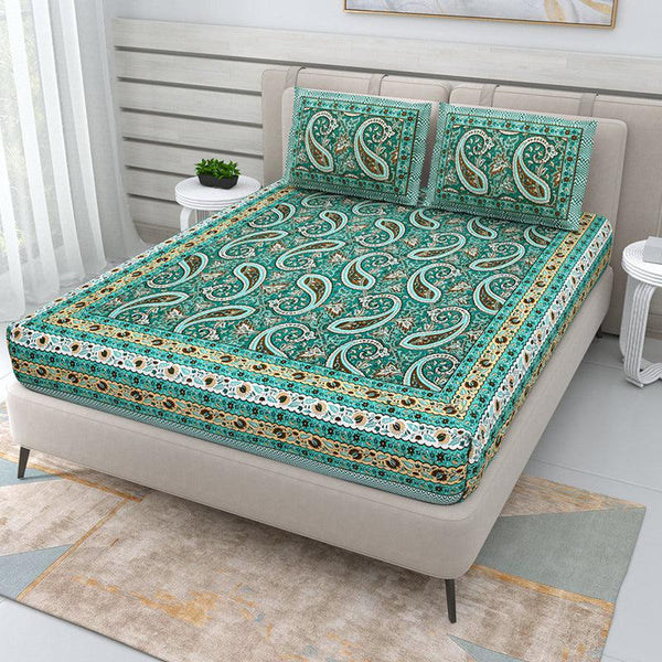 Buy Edur Ethnic Bedsheet - Green Bedsheets from Vaaree