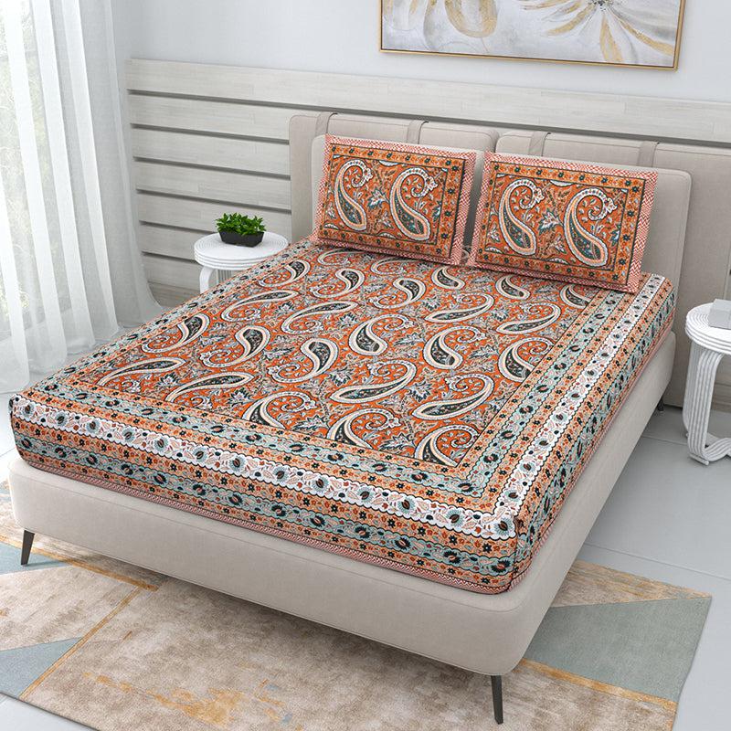 Buy Edur Ethnic Bedsheet - Orange Bedsheets from Vaaree