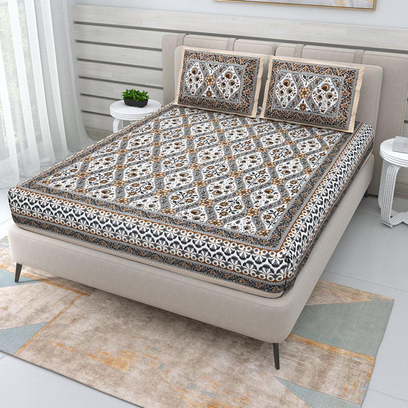 Buy Tasho Geometric Bedsheet - Brown Bedsheets from Vaaree