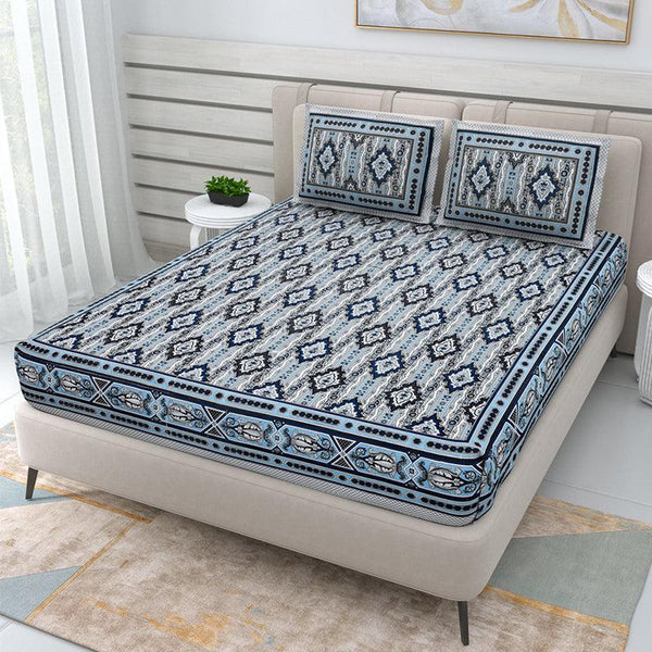 Buy Mirani Ethnic Bedsheet - Dark Blue Bedsheets from Vaaree