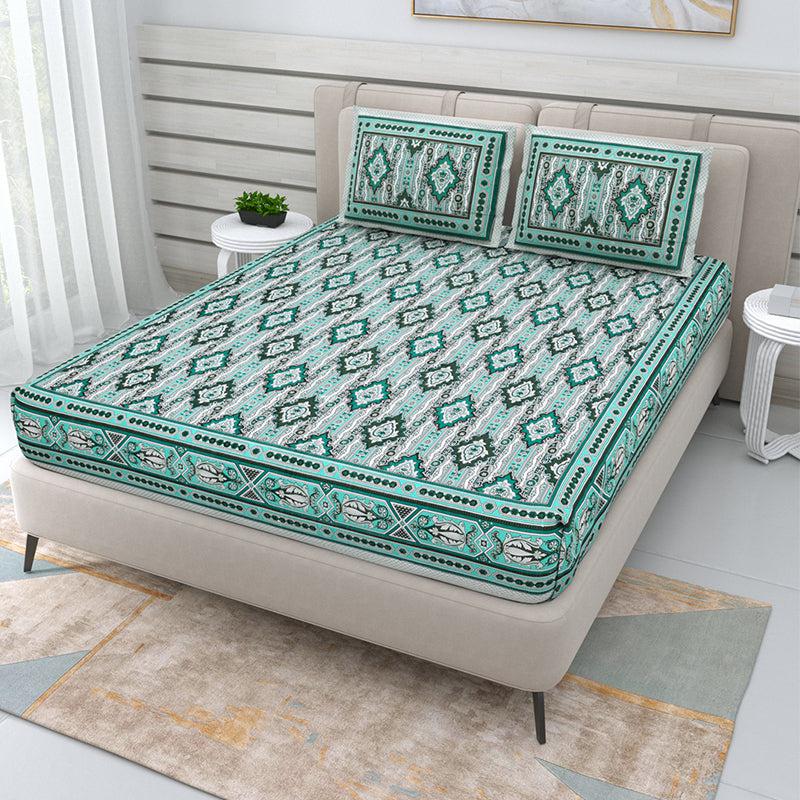 Buy Mirani Ethnic Bedsheet - Green Bedsheets from Vaaree